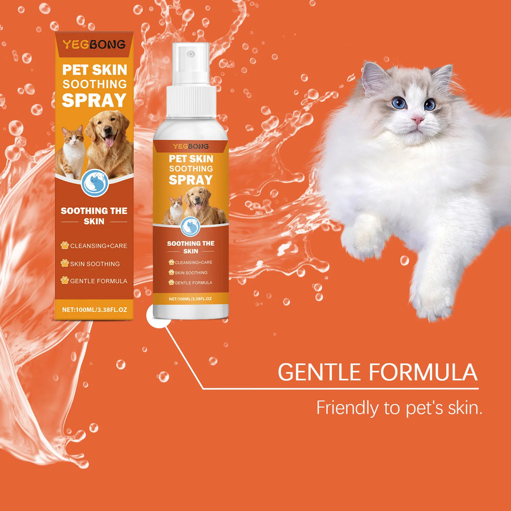 Pet Skin Soothing Spray - Gentle Formula Quickly Relieve Itching Discomfort Clean Skin Surface Daily Care for Dogs Cats